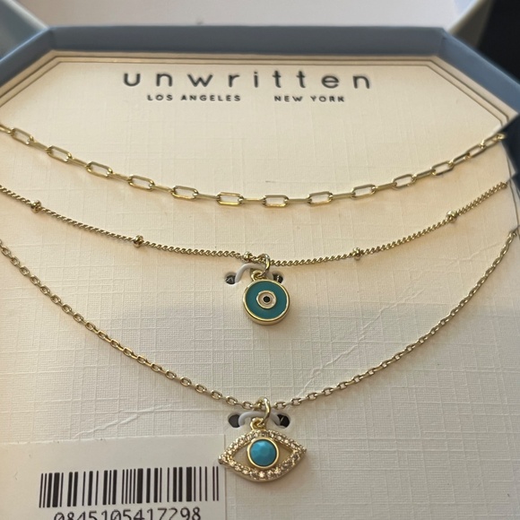 Unwritten Gold Necklace Trio with Evil Eye Charms - Picture 4 of 8